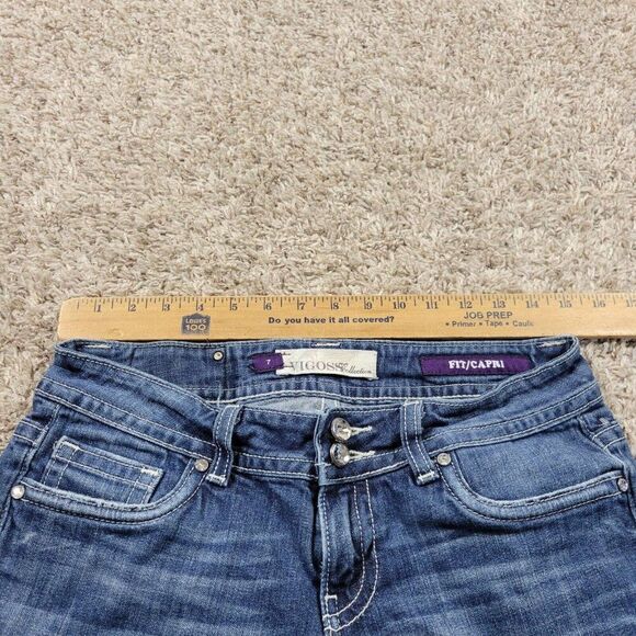 Vigoss Jeans Womens 7 Capri Dark Wash Embellished Denim - Picture 2 of 8